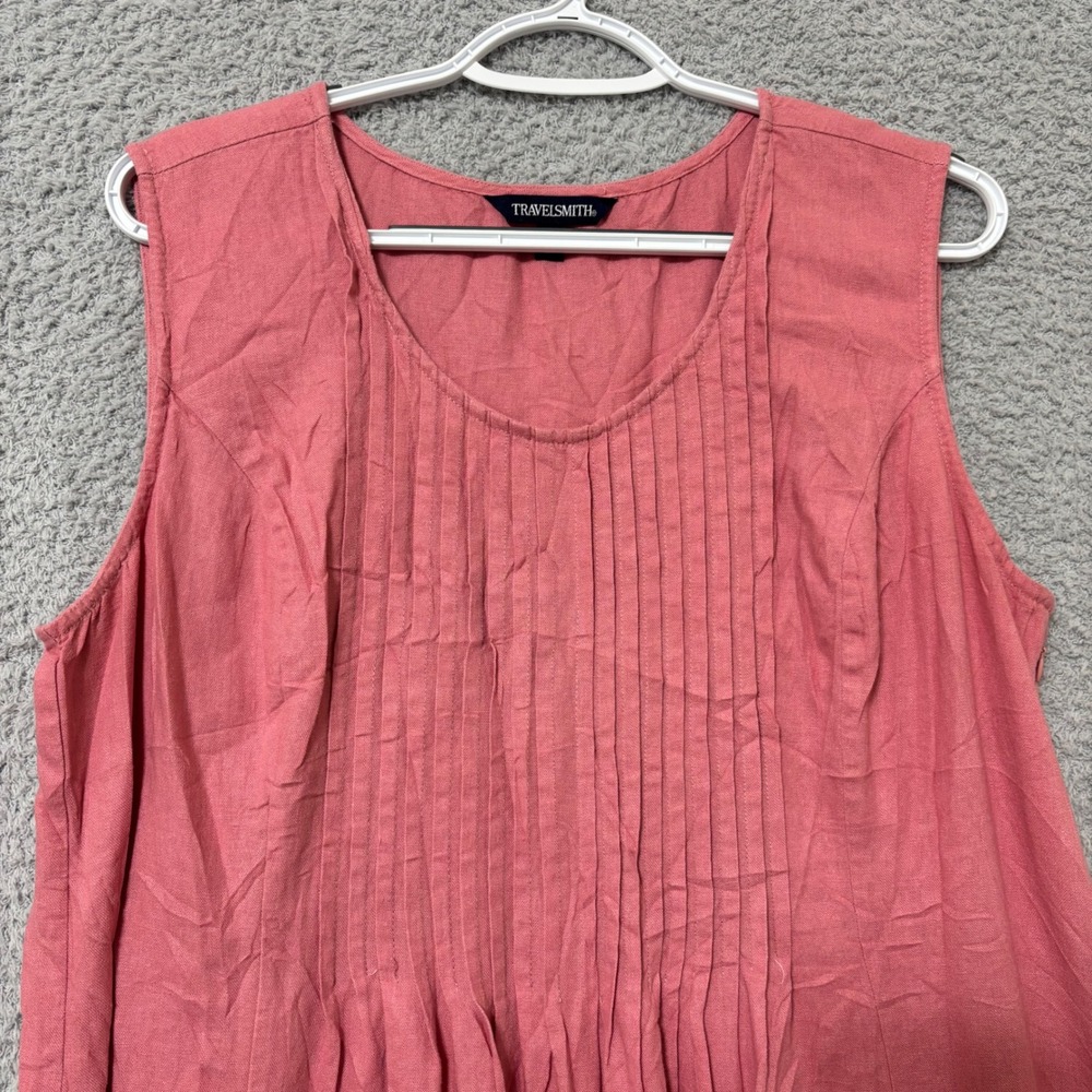 Breathable Linen Blend Midi Dress 1X Sleeveless Summer Vacation Side Zip Travel - Picture 3 of 11